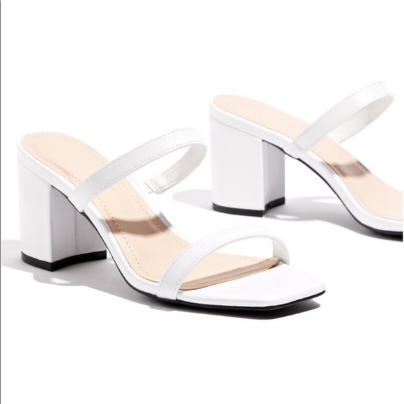 White double strap chunky heel - Picture 2 of 4